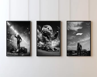 Max Verstappen F1 Poster Set | Black and White Motorsport Prints