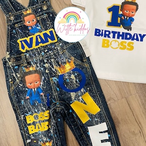 African American Boss Inspired Birthday Outfit, Custom Overalls, Personalized Kid Outfit