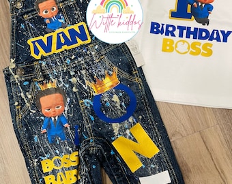 African American Boss Inspired Birthday Outfit, Custom Overalls, Personalized Kid Outfit