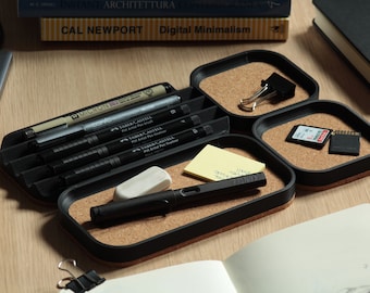 Bandejas organizadoras magnéticas para escritorio: base de corcho, plástico biodegradable, juego de 4