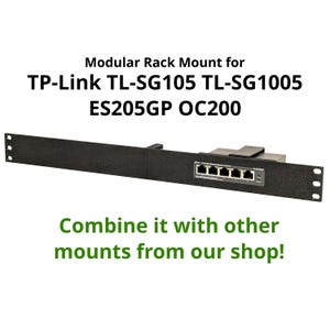 Puede incluir: Soporte de montaje en rack de metal negro para los conmutadores de red TP-Link TL-SG105, TL-SG1005, ES205GP y OC200. El soporte de montaje en rack tiene seis puertos y está diseñado para montarse en un rack estándar de 19 pulgadas.