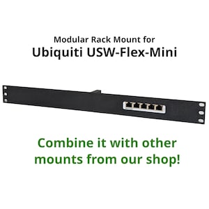 Peut inclure: Support de montage en rack en métal noir pour le commutateur réseau Ubiquiti USW-Flex-Mini. Le support dispose de six ports RJ-45 et est conçu pour être installé dans un rack standard de 19 pouces.