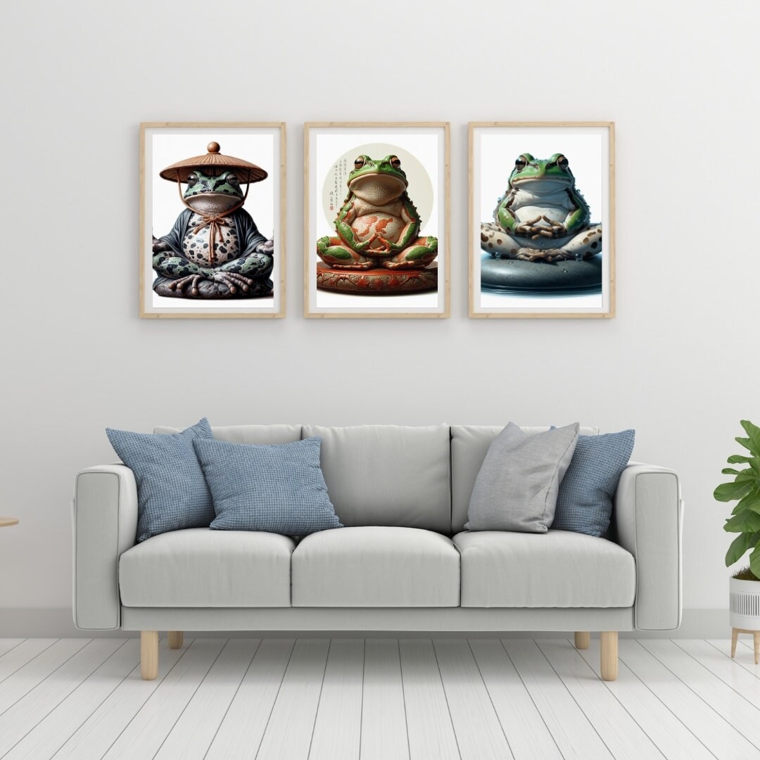 Set of 3 Japanese Matsumoto Hoji Frog Wall Art Set of 3, Vintage Frog ...