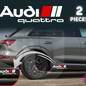 Audi Quattro 28cm Emblem Decal Pair– Racing Stripes for Car Doors, Skirts, and Hoods  4 Colors
