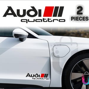 2x Audi Quattro 23cm Emblem Decals – Racing Stripe Stickers for Doors, Skirts, and Hood (4 Color Options) Badge, Logo, Emblem, Stripes.