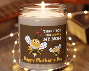 Happy Mother's Day Candle, Bee Themed Aromatherapy Soy Wax Candle, Hand-Poured Bee-Loving Gift for Moms