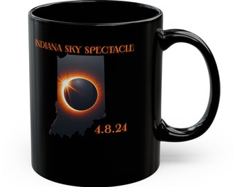 Indiana Eclipse 2024 Souvenir Mug, Total Solar Eclipse Commemorative Coffee Cup, Sky Spectacle Collector's Item, Astronomy Gift