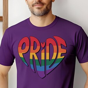 Vibrant LGBTQ+ Rainbow Heart Pride T-Shirt: Colorful Equality Apparel for Pride Month Celebrations