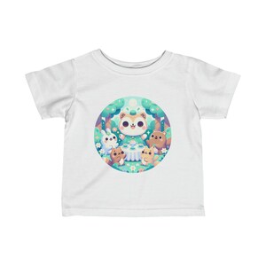 T-shirt en jersey fin pour bébé avec animaux de dessin animé mignon, t-shirt bébé coloré, t-shirt graphique adorable pour tout-petits image 9