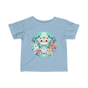 T-shirt en jersey fin pour bébé avec animaux de dessin animé mignon, t-shirt bébé coloré, t-shirt graphique adorable pour tout-petits image 4