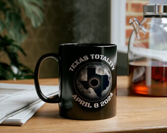 Mug Texas Totality Solar Eclipse 2024, tasse à café commémorative du 8 avril, cadeau texan unique, objet de collection pour les passionnés d'espace