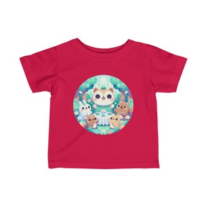 T-shirt en jersey fin pour bébé avec animaux de dessin animé mignon, t-shirt bébé coloré, t-shirt graphique adorable pour tout-petits image 7