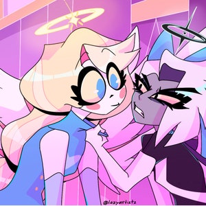 Hazbin Hotel Angel Charlie and Vaggie Art Print