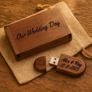 Custom Thumb Drive with Box: Engraved gift for photographer and couples