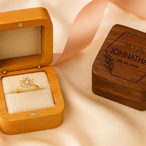 Handcrafted Personalized Ring Box - Custom Wooden Ring Holder