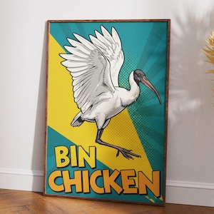 Pop Art Ibis, Pop Art Bin Chicken, Colourful Ibis Poser, Ibis Print, Bin Chicken Poster, Wall Art