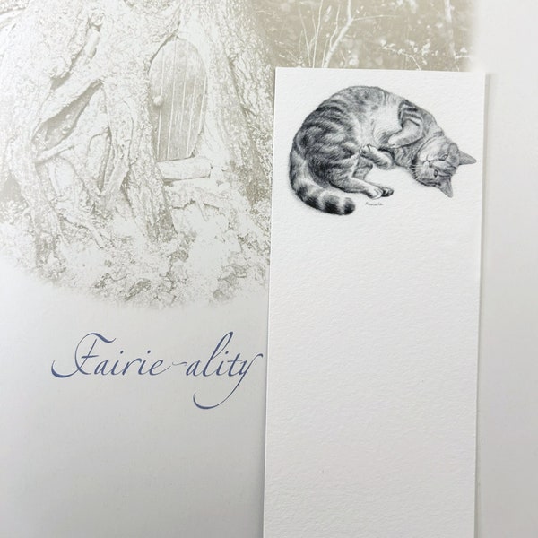 Miniature Cat Print of My Original Graphite Drawing on a Bookmark