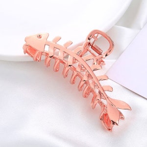 Large Metal Hair Claw Clips Fish Bone Hair Clips Gifts For Her Birthday Gift image 3