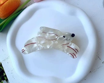 Lindo animal gato conejo oso clip de pelo, clips de pelo de acetato, accesorios para el cabello, regalos para ella, hecho a mano