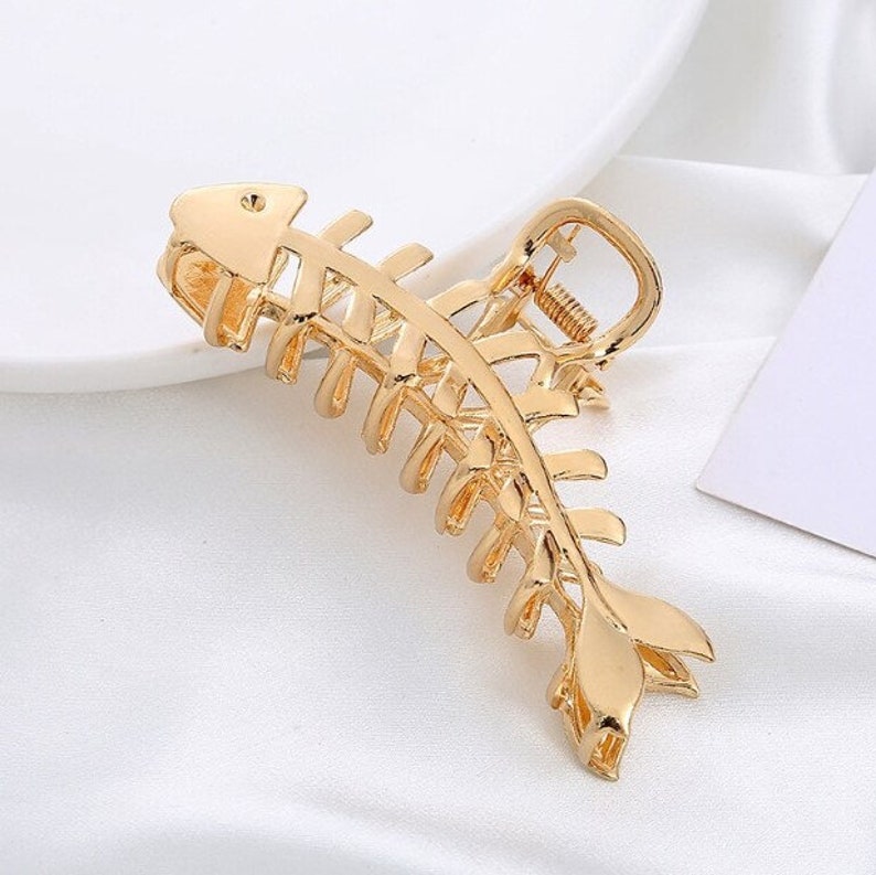 Large Metal Hair Claw Clips Fish Bone Hair Clips Gifts For Her Birthday Gift image 6