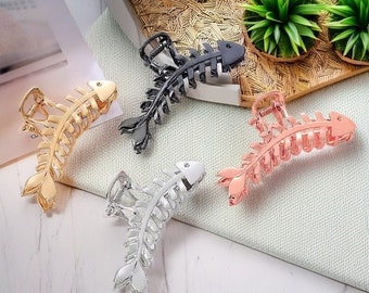 Large Metal Hair Claw Clips Fish Bone Hair Clips Gifts For Her Birthday Gift