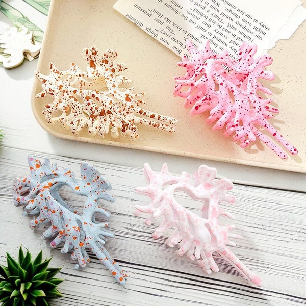 Novel Conch Hair Claws, Khaki Pink Spotted Conch Hair Clamps, Elegant Metal Conch Hair Claws for Women, Gifts for her