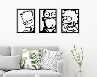 Les simpsons (Bart, Lisa, Homer, Marge) / Décoration salon / Wall art / Décoration murale en cadeau