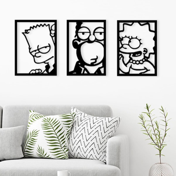 Les simpsons (Bart, Lisa, Homer, Marge) / Décoration salon / Wall art / Décoration murale en cadeau