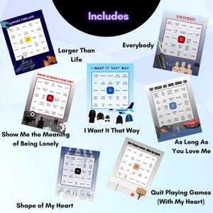 90s Music Bingo Printable – Backstreet Boys Lyrics Bingo | Throwback Party Game for Adults, Girls Night, Birthday & Office Party image 3