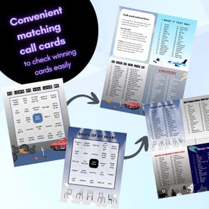 May include: A collection of printed call cards with song lyrics, including "As Long As You Love Me" and "Shape of My Heart." The cards feature various designs and text, with instructions and the phrase "I Want It That Way."