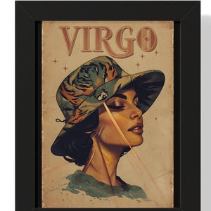 Vintage Virgo Framed Poster, Astrology Wall Art, Zodiac Decor, Gift for Astrology Lovers, Home Office Decoration, Boho Style