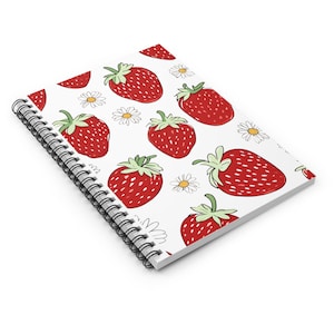Spiral Notebook Strawberry Fields, Uroczy dziennik dla uczniów, Prezent z kwiatowymi artykułami piśmienniczymi, Docenianie nauczyciela, Letnie wibracje