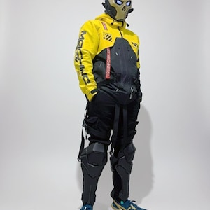 Protectores de espinilla, armadura, cosplay, cyberpunk, ropa técnica