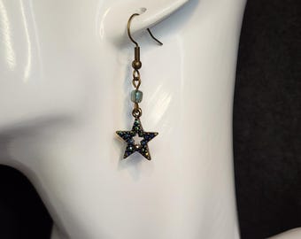 Distressed Vintage Look Star Earrings