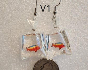 Fish in Bag Earrings