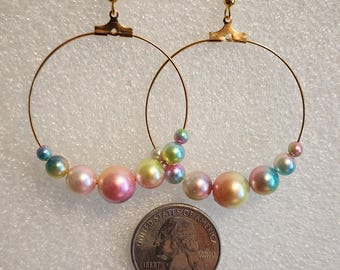 Hoop Earrings with Pearlesque Beads