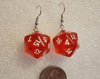 Resin RPG 20-sided Dice earrings