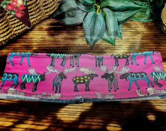 Moose Fleece Headband "Pink"