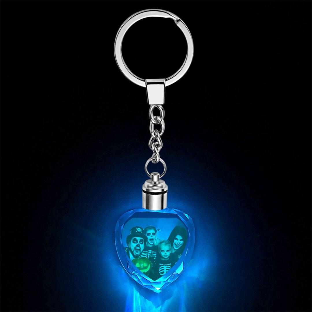 Custom Heart-shaped Crystal LED Light Keychain With Photo. Capture Love ...