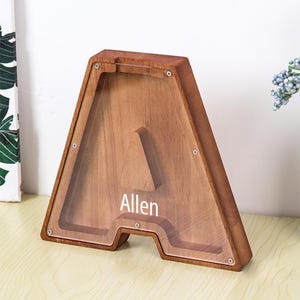 Customised Piggy Bank: Personalised Wooden Money Box with Your Name. Engraved Personalised Piggy Bank. Wooden Coin Bank.
