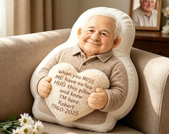 Custom Memorial Hug Pillow – Personalised Photo Pillow with Heartfelt Message, Sympathy Gift for Loss & Remembrance