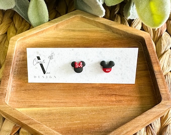 Pendientes de ratón extra pequeños, inspirados en Mickey y Minnie, regalos mágicos para ella, pendientes de vacaciones, acero inoxidable