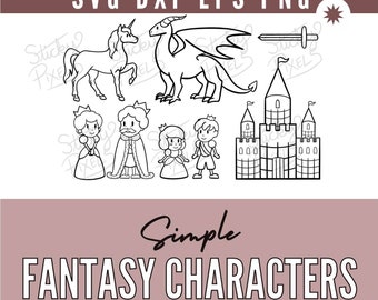 Cute Fantasy Characters DIGITAL DOWNLOAD - svg, png, dxf, eps, Fantasy graphics, hand-drawn graphics, kids doodles, simple drawing graphics