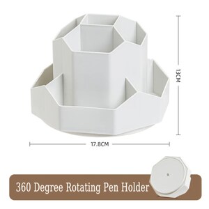 Organiseur de bureau VersaSpin : porte-stylo spacieux avec rotation à 360 degrés et 9 compartiments de rangement pour la papeterie Gris