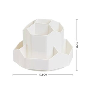 Organiseur de bureau VersaSpin : porte-stylo spacieux avec rotation à 360 degrés et 9 compartiments de rangement pour la papeterie Blanc