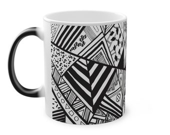 Mug de bureau Mug formes Mug à café Cadeau pour collègue Mug noir Mug blanc Cadeau de bureau Mug minimaliste Mug moderne Mug géométrique