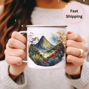 Personalized Enamel Mug for Travel Enamel Mug for Picnic Enamel Camping Mug Adventure Enamel Mug Travel Camping Coffee Mug Custom Enamel Gif