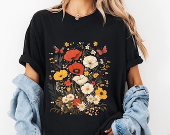 Boho Wildflower T-Shirt: Comfort Colors Cottagecore Floral Tee