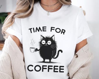 Funny Cat Coffee T-Shirt: Coffee Lover Gift