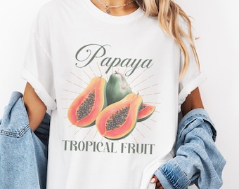 Papaya T-Shirt, Fruit Gardener Gift, Gardening Lover Shirt, Vintage T Shirt, Vegan Fruits Tee